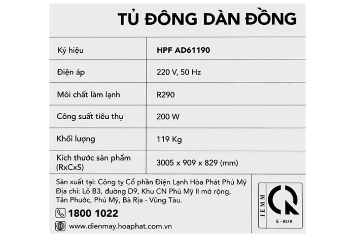 Tủ đông Hòa Phát 1190 lít HPF AD61190